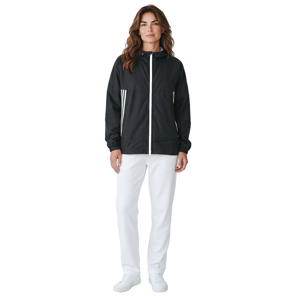 Adidas Women's Full Zip Golf Jacket Size XL Black White UPF/UV Water-repellent